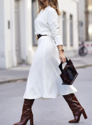 Fashion Solid Color Midi Dress - Image 2