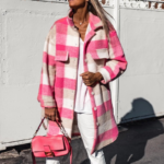 Pink And White Check Outerwear