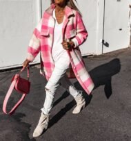 Pink And White Check Outerwear - Image 3