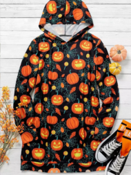 Halloween Pumpkin Lamp Midi Dress - Image 2